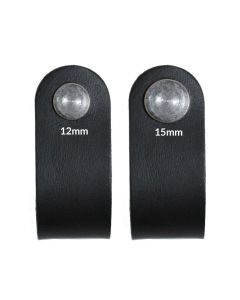 LÄDERHANDTAG runda svart 12 mm skruv  mutter